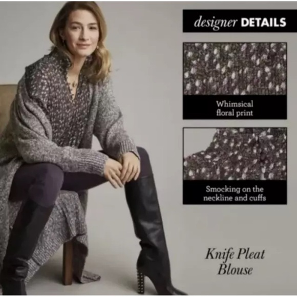 CAbi Knife Pleat Blouse – Romantic High Neck | Size M - Picture 1 of 11